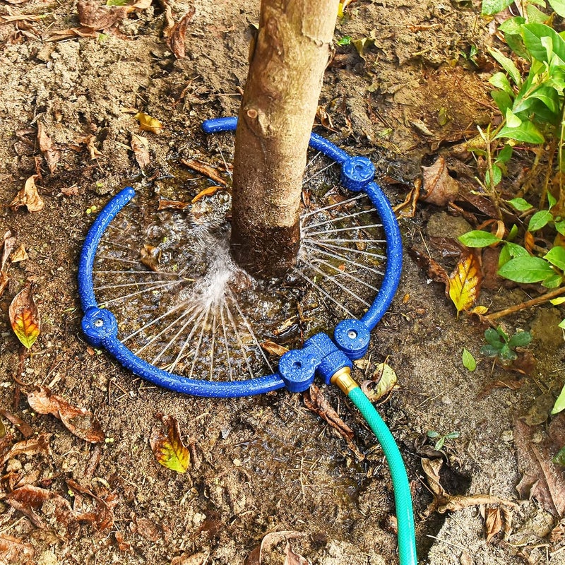 ZZM 360°Tree Water System Tree Watering Ring Circle Sprinkler and Irrigation System Targeted Water with Y Hose Splitter for New Tree Outdoor Plants Raised Garden Beds Shrubs (Small) - Image 1